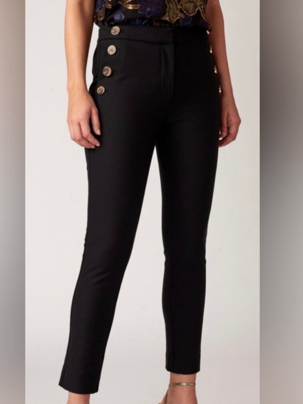 Derek Lam 10 Crosby l Sailor in pull on button front black Trousers pants size 4